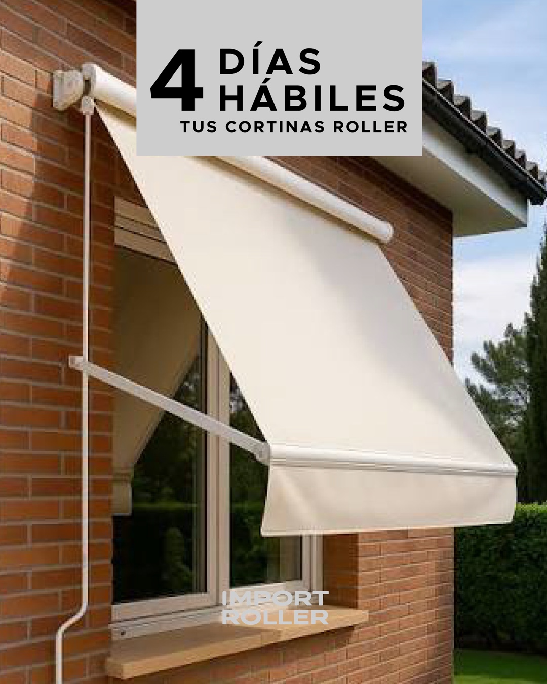 Toldo instalado en la fachada exterior de una vivienda, control solar antes del vidrio